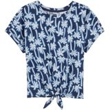 Imprimé - Regular Fit Top - Katoen - Korte Mouwen - Ronde Hals - Dessin met Strik