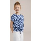 Imprimé - Regular Fit Top - Katoen - Korte Mouwen - Ronde Hals - Dessin met Strik