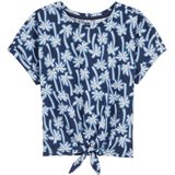 Imprimé - Regular Fit Top - Katoen - Korte Mouwen - Ronde Hals - Dessin met Strik