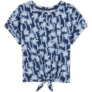 Imprimé - Regular Fit Top - Katoen - Korte Mouwen - Ronde Hals - Dessin met Strik