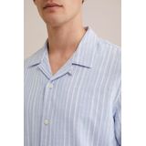 Overhemd - Streep - Regular Fit - Kraag - Knoopsluiting - Blauw