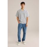 WE Fashion Overhemd  donkerblauw / wit