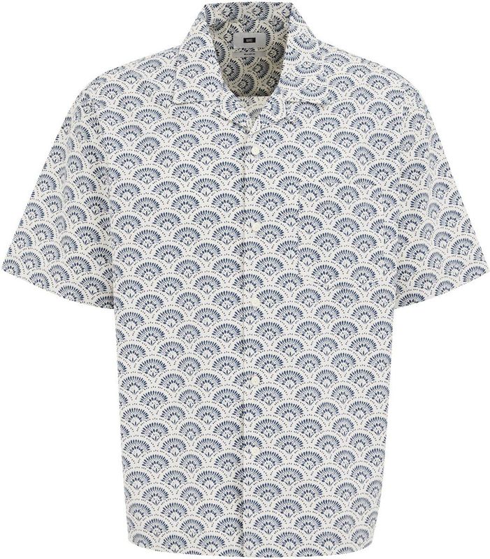 WE Fashion Overhemd  donkerblauw / wit