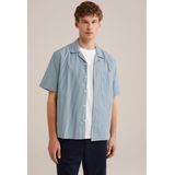 WE Fashion - Heren Poplin Overhemd - Blauw - Katoen - Regular Fit