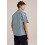 WE Fashion - Heren Poplin Overhemd - Blauw - Katoen - Regular Fit