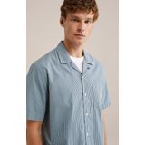 WE Fashion - Heren Poplin Overhemd - Blauw - Katoen - Regular Fit