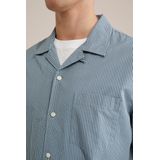 WE Fashion - Heren Poplin Overhemd - Blauw - Katoen - Regular Fit