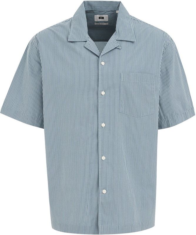 WE Fashion - Heren Poplin Overhemd - Blauw - Katoen - Regular Fit