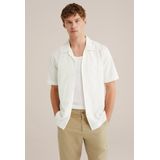 WE Fashion - Heren Seersucker Overhemd - Wit - Katoen - Regular Fit