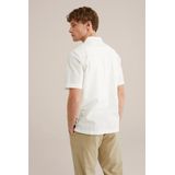 WE Fashion - Heren Seersucker Overhemd - Wit - Katoen - Regular Fit