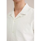 WE Fashion - Heren Seersucker Overhemd - Wit - Katoen - Regular Fit