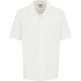WE Fashion - Heren Seersucker Overhemd - Wit - Katoen - Regular Fit