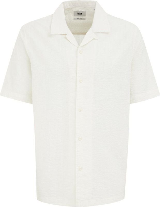 WE Fashion - Heren Seersucker Overhemd - Wit - Katoen - Regular Fit
