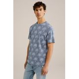 WE Fashion - Regular fit T-shirt - Grijsblauw - Katoen