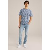 WE Fashion - Regular fit T-shirt - Grijsblauw - Katoen