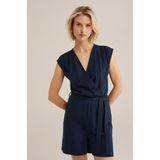 WE Fashion straight fit playsuit donkerblauw
