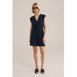 WE Fashion straight fit playsuit donkerblauw