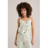 WE Fashion - Mouwloze Top - Ecru - Viscose en Polyamide - Verstelbare Bandjes