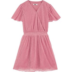 WE Fashion - Meisjes Jurk - Glittergaren - Korte Mouwen - Regular Fit