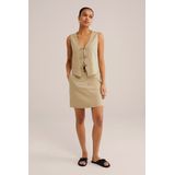 WE Fashion - Korte Rok - Beige - Linnen