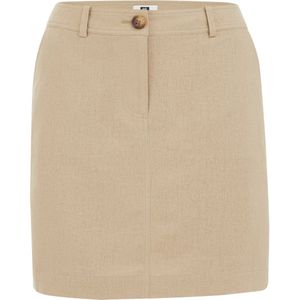 WE Fashion - Korte Rok - Beige - Linnen