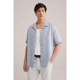 Overhemd - Streepdessin - Korte Mouwen - Luchtige Linnenmix