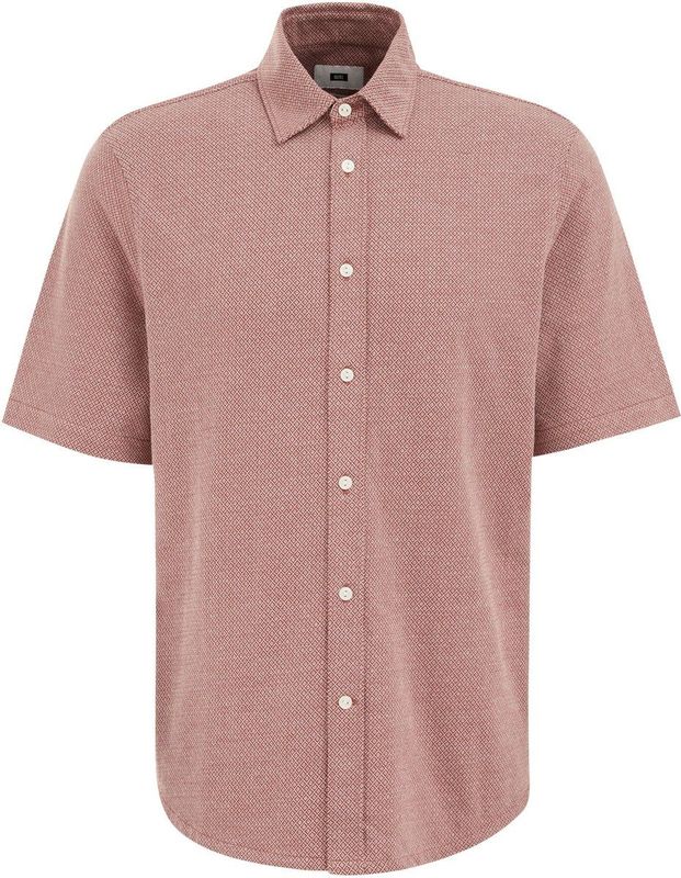 WE Fashion - Overhemd - Lichtrood/Wit - Slim Fit - Kwartmouw