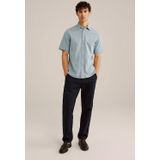 WE Fashion - Heren Jersey Overhemd - Blauw - Katoen - Slim Fit