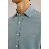 WE Fashion - Heren Jersey Overhemd - Blauw - Katoen - Slim Fit