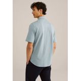 WE Fashion - Heren Jersey Overhemd - Blauw - Katoen - Slim Fit