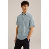 WE Fashion - Heren Jersey Overhemd - Blauw - Katoen - Slim Fit