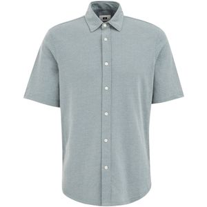 WE Fashion - Heren Jersey Overhemd - Blauw - Katoen - Slim Fit
