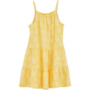 WE Fashion - Meisjes Jurk - Felgeel - Structuur - Regular Fit