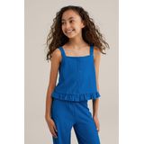 WE Fashion - Meisjes Top - Slim Fit - Kobaltblauw - Structuur