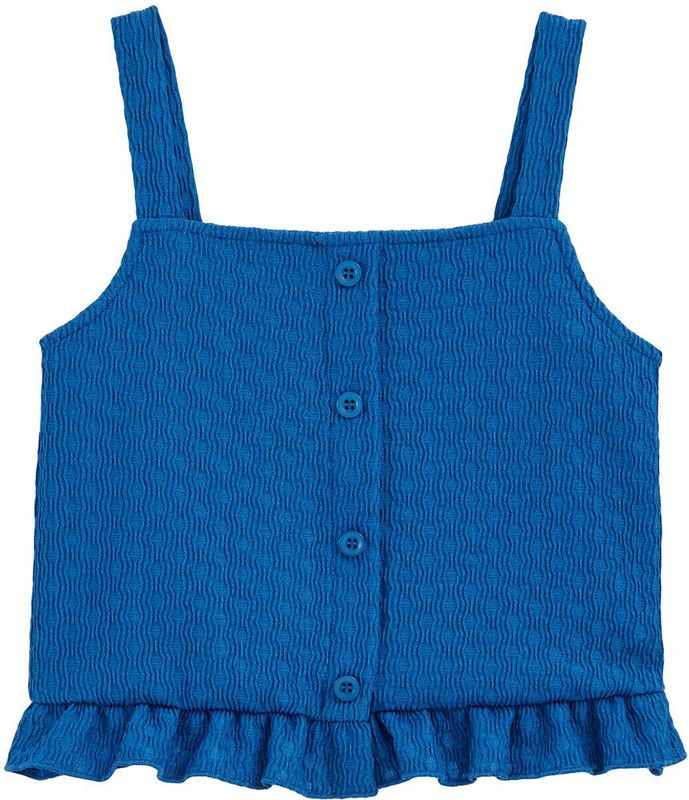 WE Fashion - Meisjes Top - Slim Fit - Kobaltblauw - Structuur