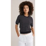 Top - Streepdessin - Katoenmix - Regular Fit - Ronde Hals - Korte Mouwen