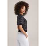 Top - Streepdessin - Katoenmix - Regular Fit - Ronde Hals - Korte Mouwen