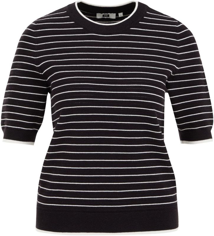 Top - Streepdessin - Katoenmix - Regular Fit - Ronde Hals - Korte Mouwen