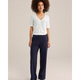 WE Fashion - Gebreid Vest - Ivoor - V-hals - Kwartmouw