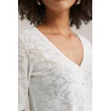 WE Fashion - Gebreid Vest - Ivoor - V-hals - Kwartmouw