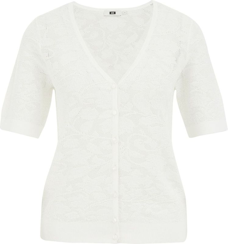 WE Fashion - Gebreid Vest - Ivoor - V-hals - Kwartmouw
