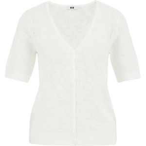 WE Fashion - Gebreid Vest - Ivoor - V-hals - Kwartmouw