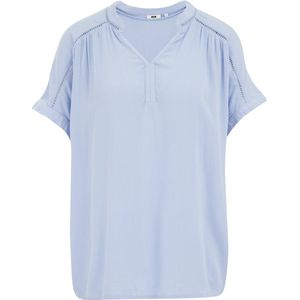 WE Fashion - Blouseshirt - Lichtblauw - Normale Pasvorm - Kwartmouw