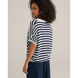 WE Fashion - Trui - Navy - Gestreept - Polokraag - Halve Mouw