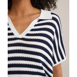 WE Fashion - Trui - Navy - Gestreept - Polokraag - Halve Mouw
