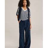 WE Fashion - Trui - Navy - Gestreept - Polokraag - Halve Mouw