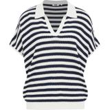 WE Fashion - Trui - Navy - Gestreept - Polokraag - Halve Mouw