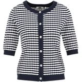 WE Fashion - Gebreid Vest - Marine/Wit - Slanke Pasvorm - Knoopsluiting
