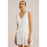 WE Fashion - Dames Playsuit - Wit - Katoen - Regular Fit