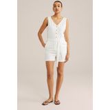 WE Fashion - Dames Playsuit - Wit - Katoen - Regular Fit